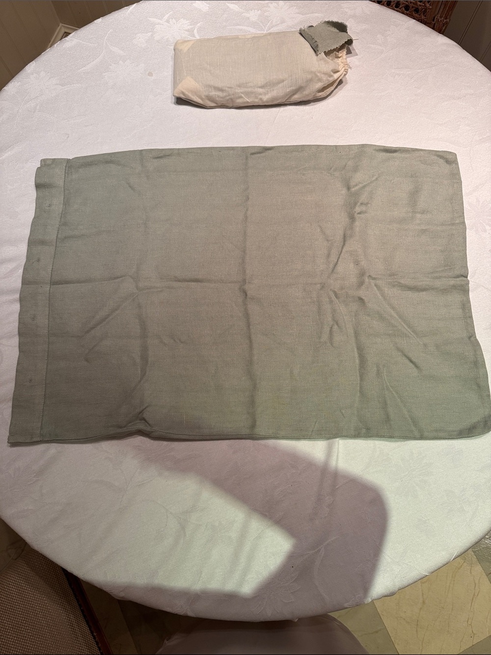Restoration Hardware Eucalyptus Green Garment Dyed Linen Standard Sham Pair